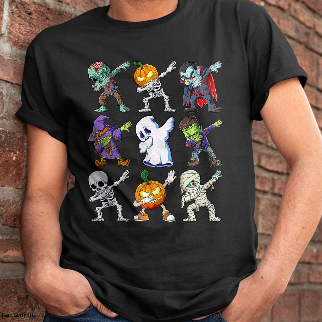 Dabbing Halloween Boys Skeleton Zombie Scary Pumpkin Mummy T-Shirt - Halloween Unisex T-Shirt/Hoodie - NGHL00