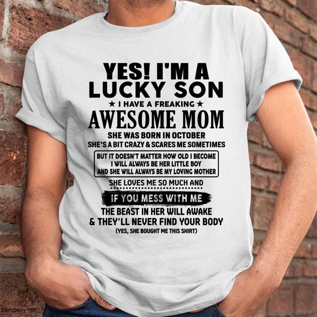 October - I am Lucky Son - Gift For Son From Mom - NGHL10 - (SKU-T1206LMS-10)