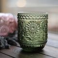 Vintage Relief Glass Cup Flower Patter