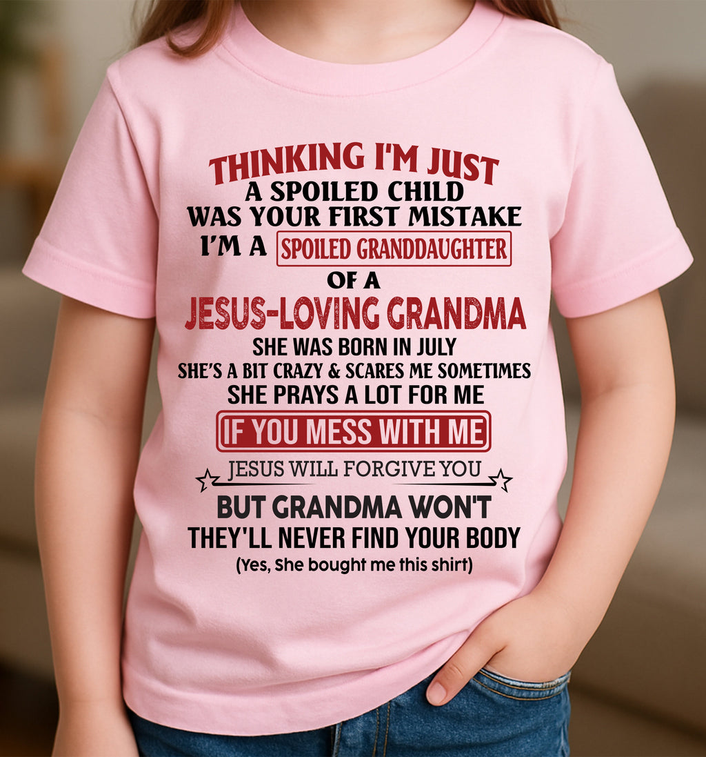 Christian Girl Shirt – Spoiled by Grandma July Edition – From Grandma to Granddaughter NGHL07 (SKU07-181-07)