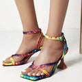 Stiletto High Heel Square Toe Sandals Plus Size