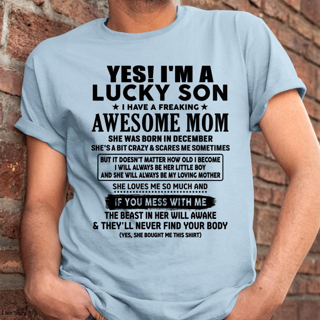 December - I am Lucky Son - Gift For Son From Mom - NGHL12 - (SKU-T1206LMS-12)