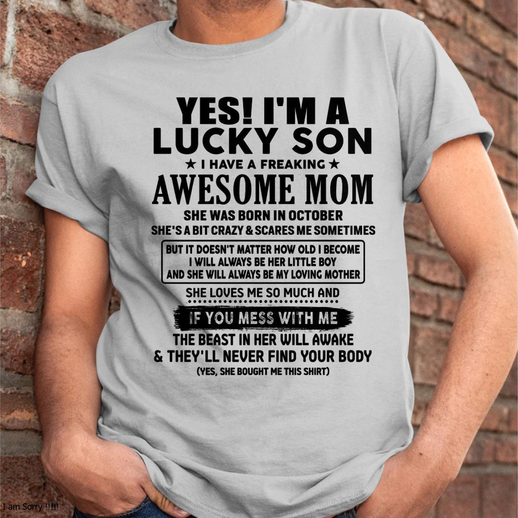 October - I am Lucky Son - Gift For Son From Mom - NGHL10 - (SKU-T1206LMS-10)