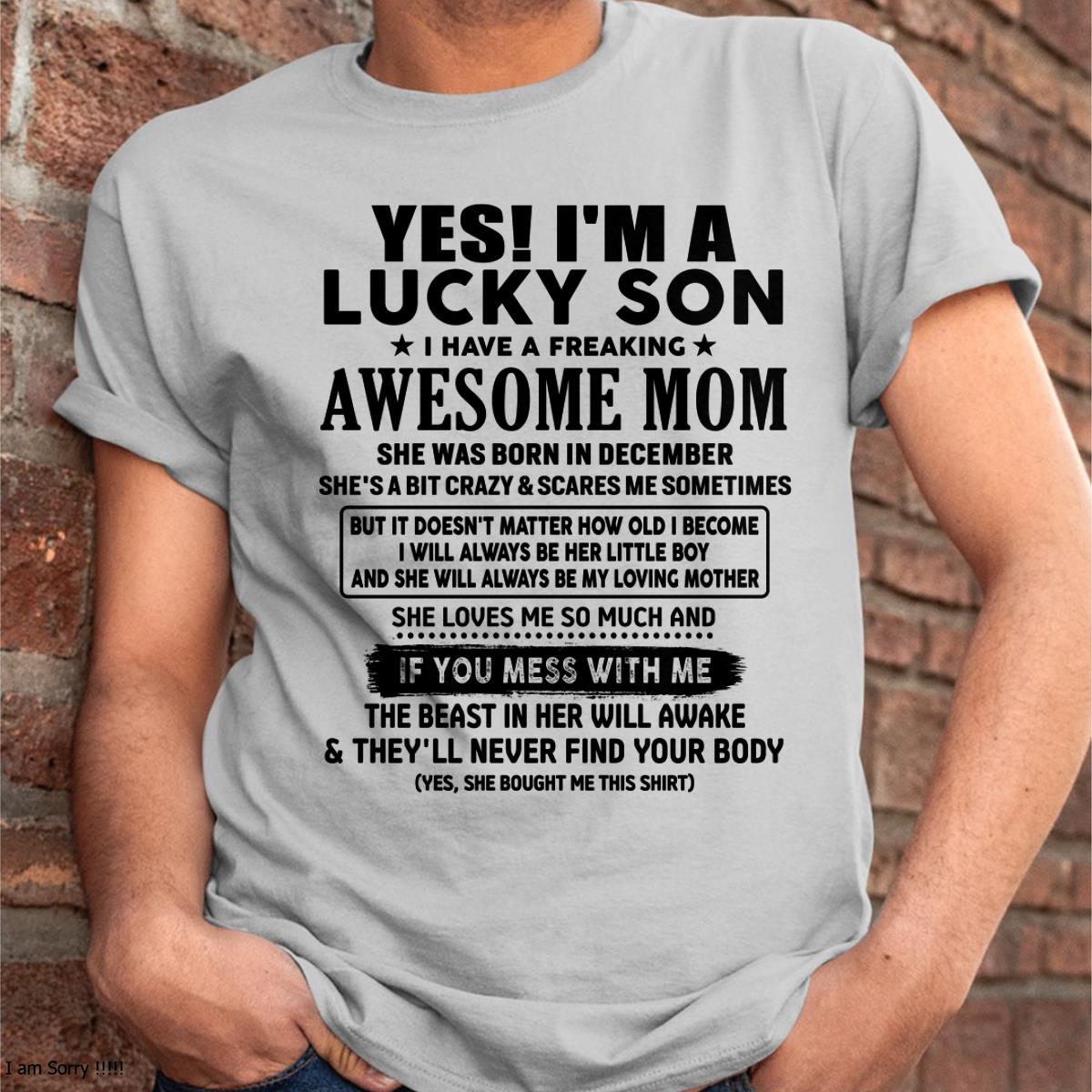 December - I am Lucky Son - Gift For Son From Mom - NGHL12 - (SKU-T1206LMS-12)