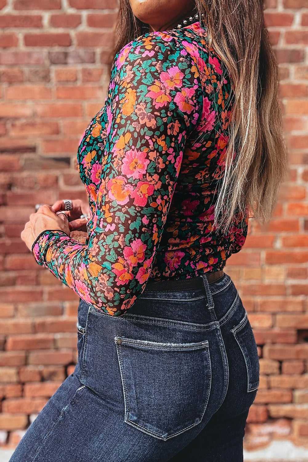 Leona Sleeve Mock top Long Sleeve Top