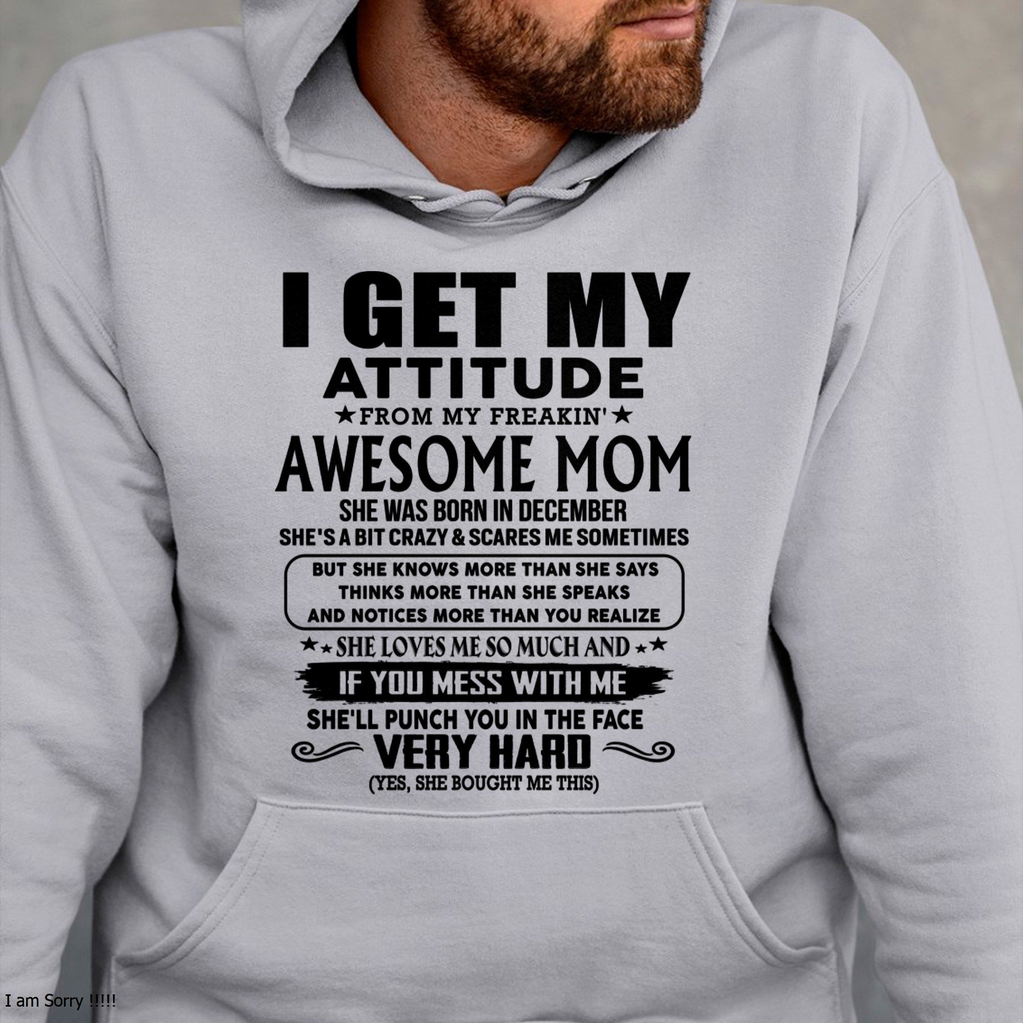 Thanks Mom - I GET MY ATTITUDE FROM MY FREAKIN' AWESOME MOM - Gift for Son and Daughter From Mom - NGHL12 (SKU-TMD-CU-12)