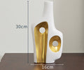 Luxury Ceramic Vase Decoration Desktop Flower Arrangement Abstract Art Double Mouth White Floral Modern Home Decoration Wedding
