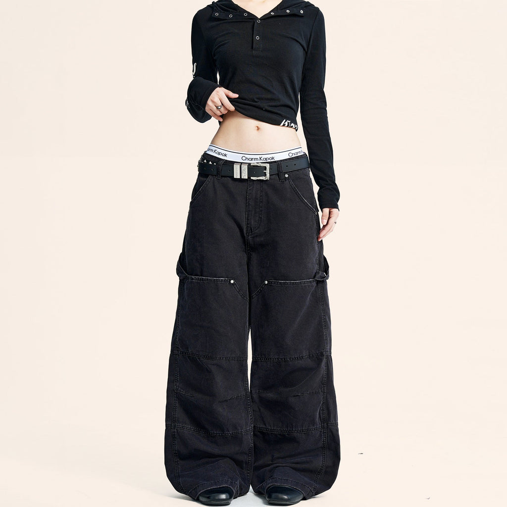 Womens Versatile Retro American-style Workwear Denim Jeans