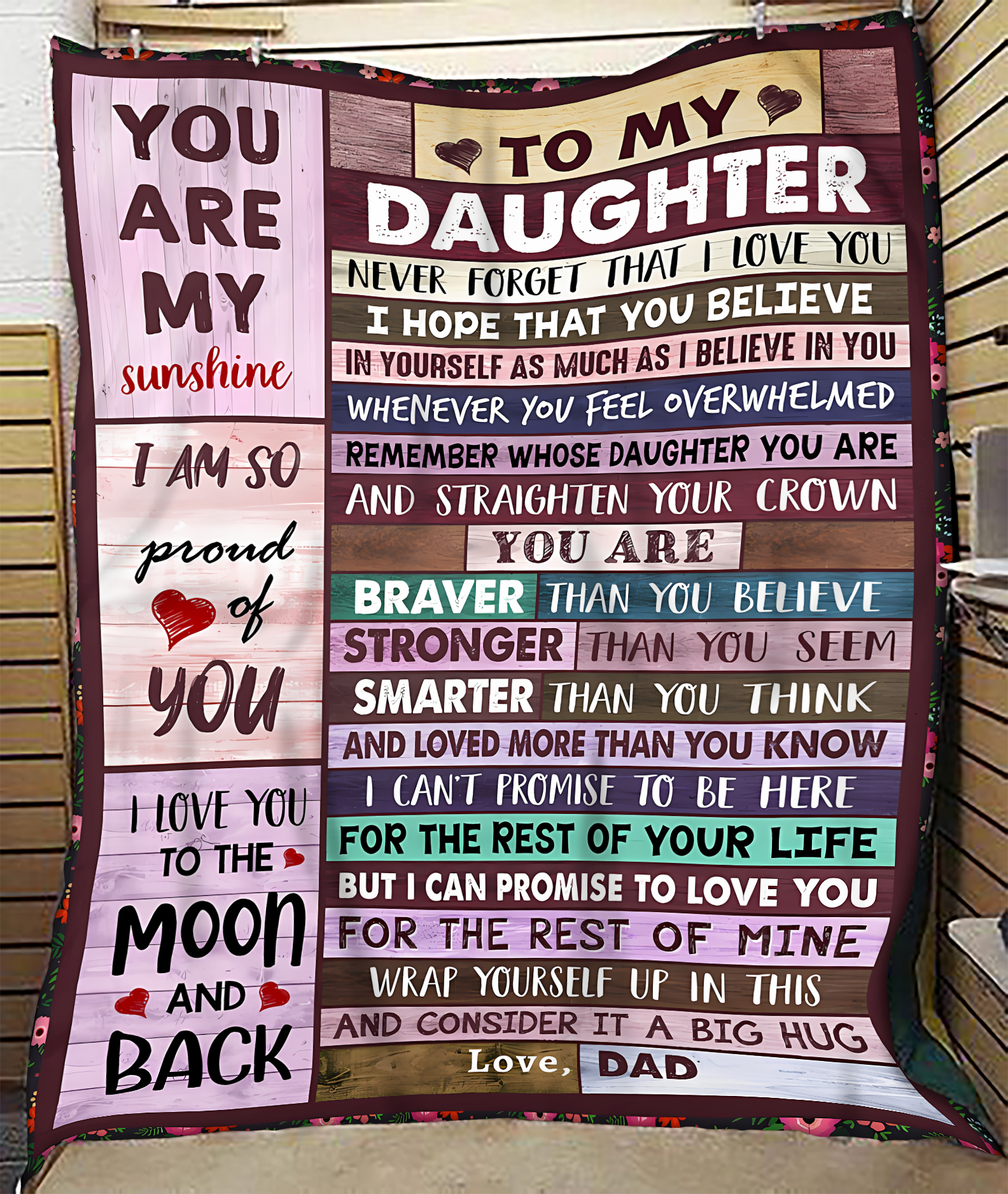 BLANKET FOR DAUGHTER – COMFORT & WARMTH GIFT FROM DAD Sherpa Fleece Quilt Blanket NGHL00