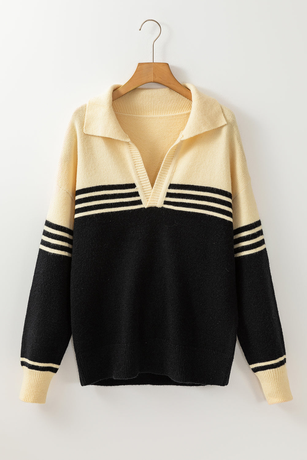 Isabella Colorblock Stripe Collared Sweater
