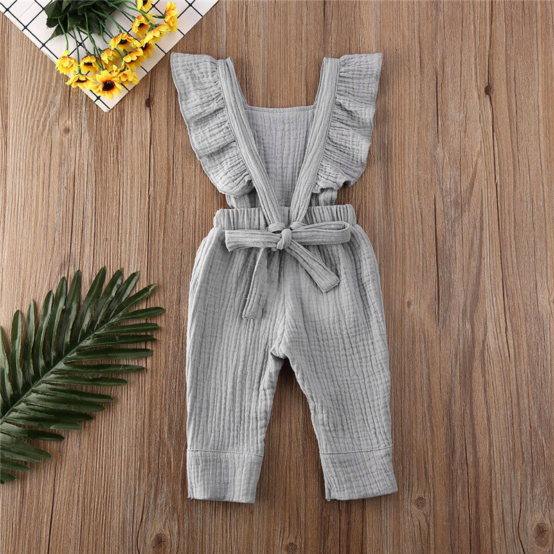 Bubble cotton pleated flying sleeve suspenders