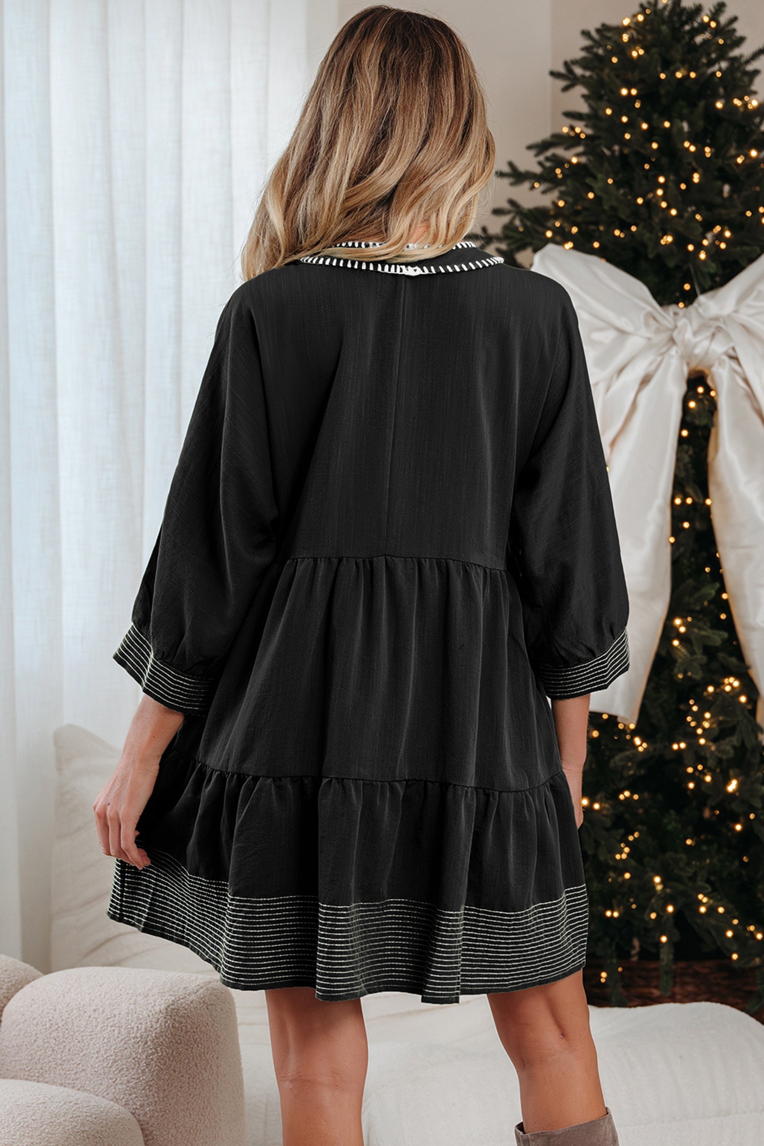 Patara Sleeve Tiered Mini Dress