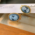 Vintage Fried Dough Twist Relief Oval Earrings