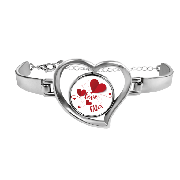 Personalised Heart Bracelet – Custom Name Love Bangle