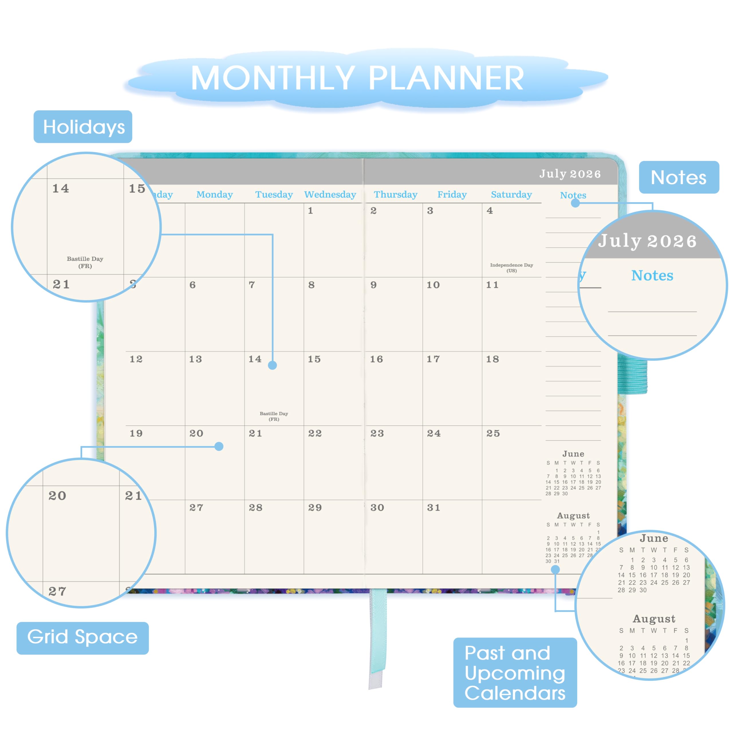 2024-2026 Pocket Planner 3 Year Monthly Calendar 6.3x3.8 Oil Painting