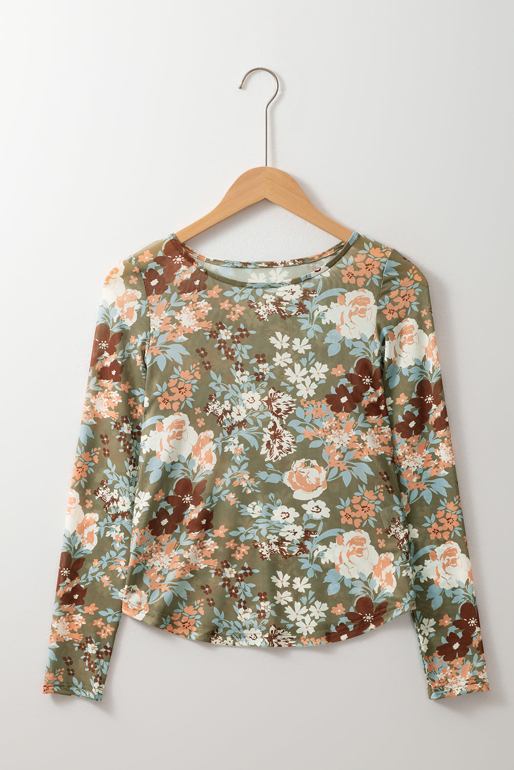 Monroe Print Mesh Fitted Long Sleeve Top