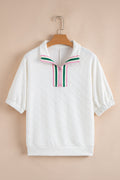 Kami Striped Collar Textured Blouse