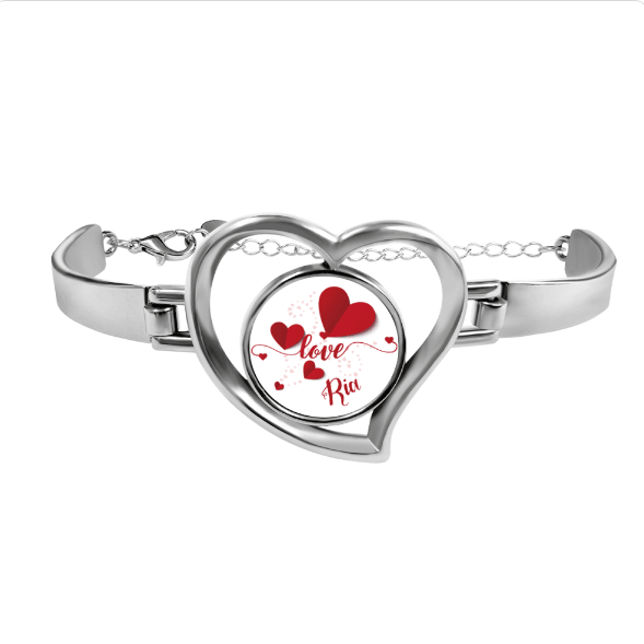 Personalised Heart Bracelet – Custom Name Love Bangle