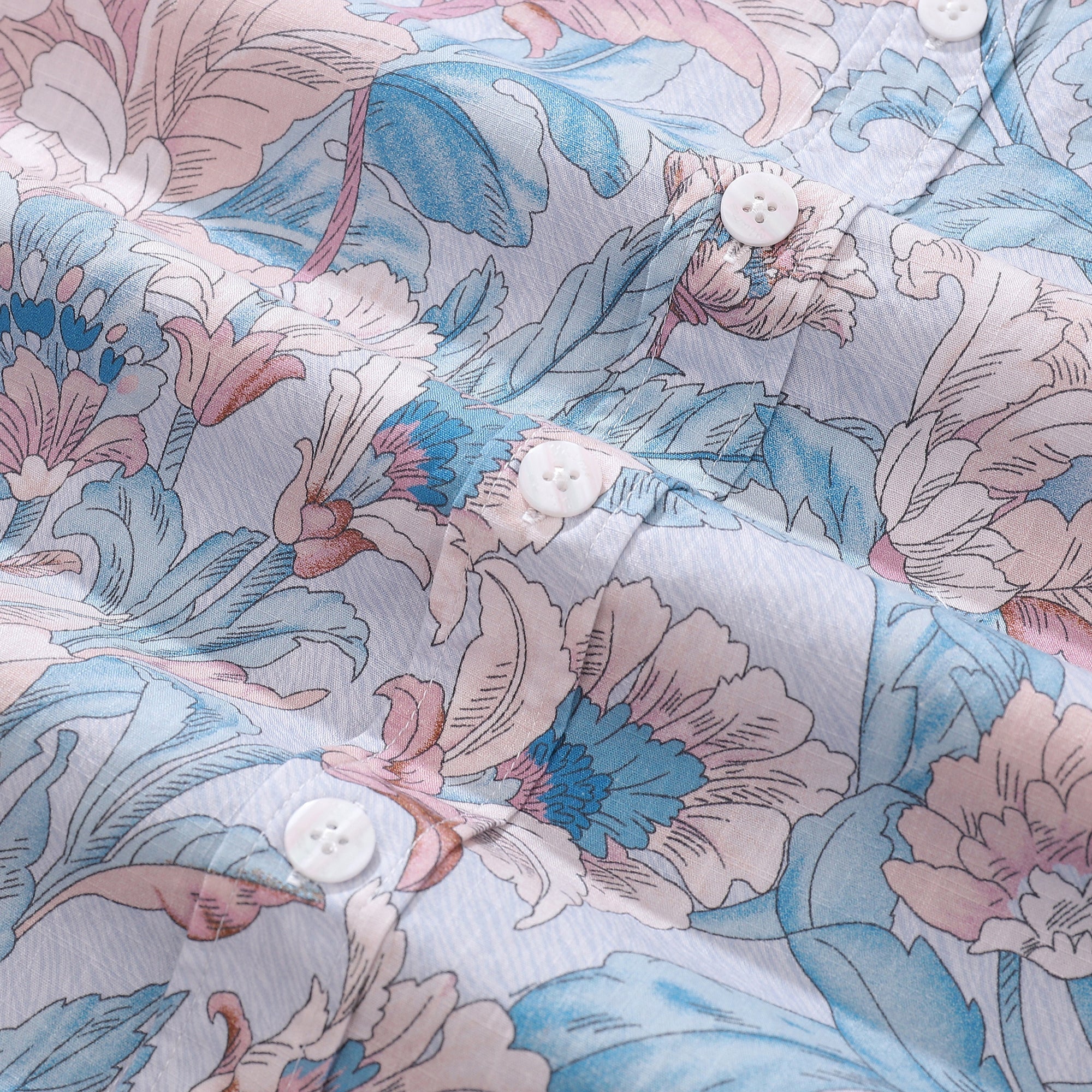 Men's Hawaiian Shirt Graceful Flowers Print Cotton Button-down Short Sleeve Aloha Shirt