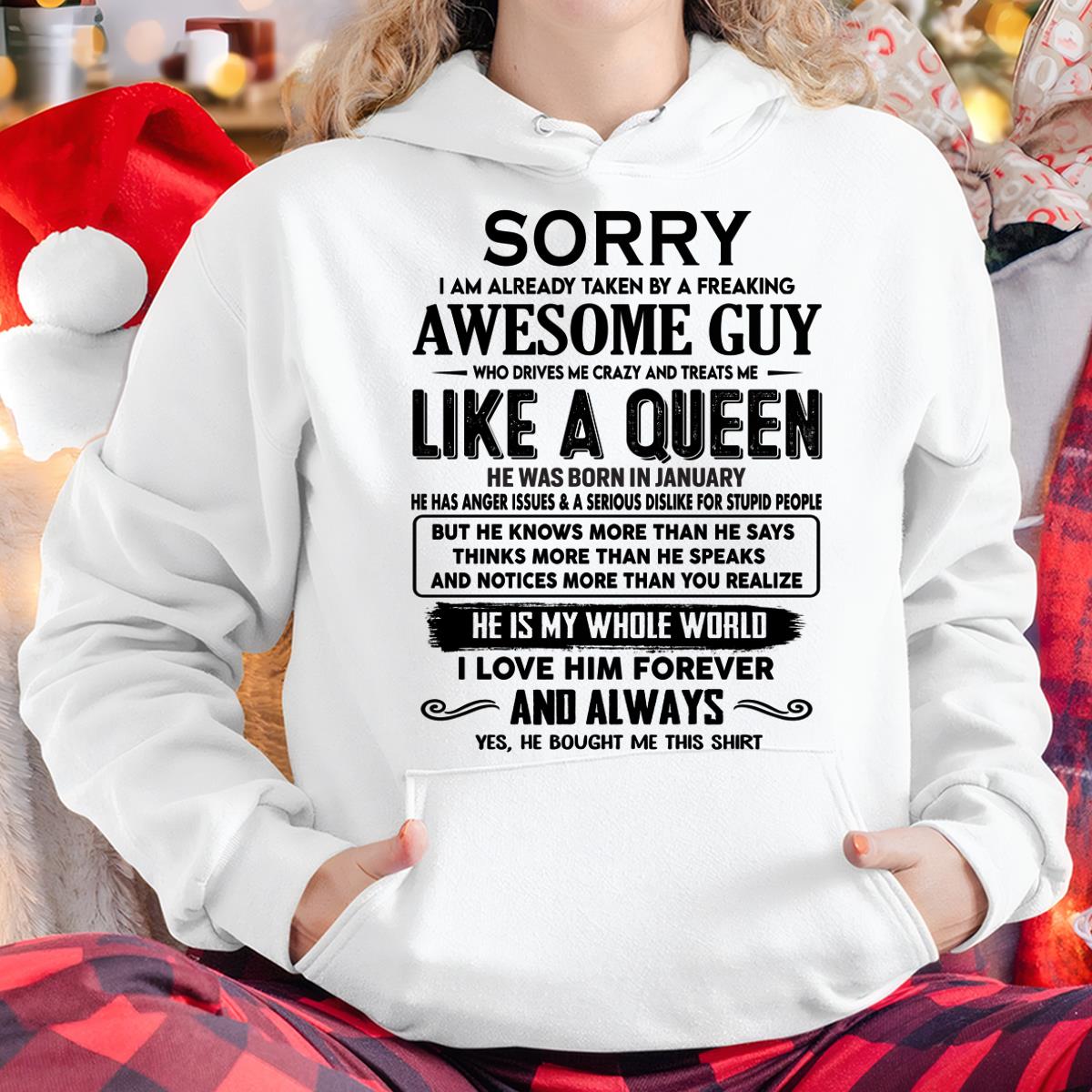 January - Sorry I am already taken by a freaking awesome guy - Gift for Wife From Husband - NGHL01 (SKU-SRG-01)