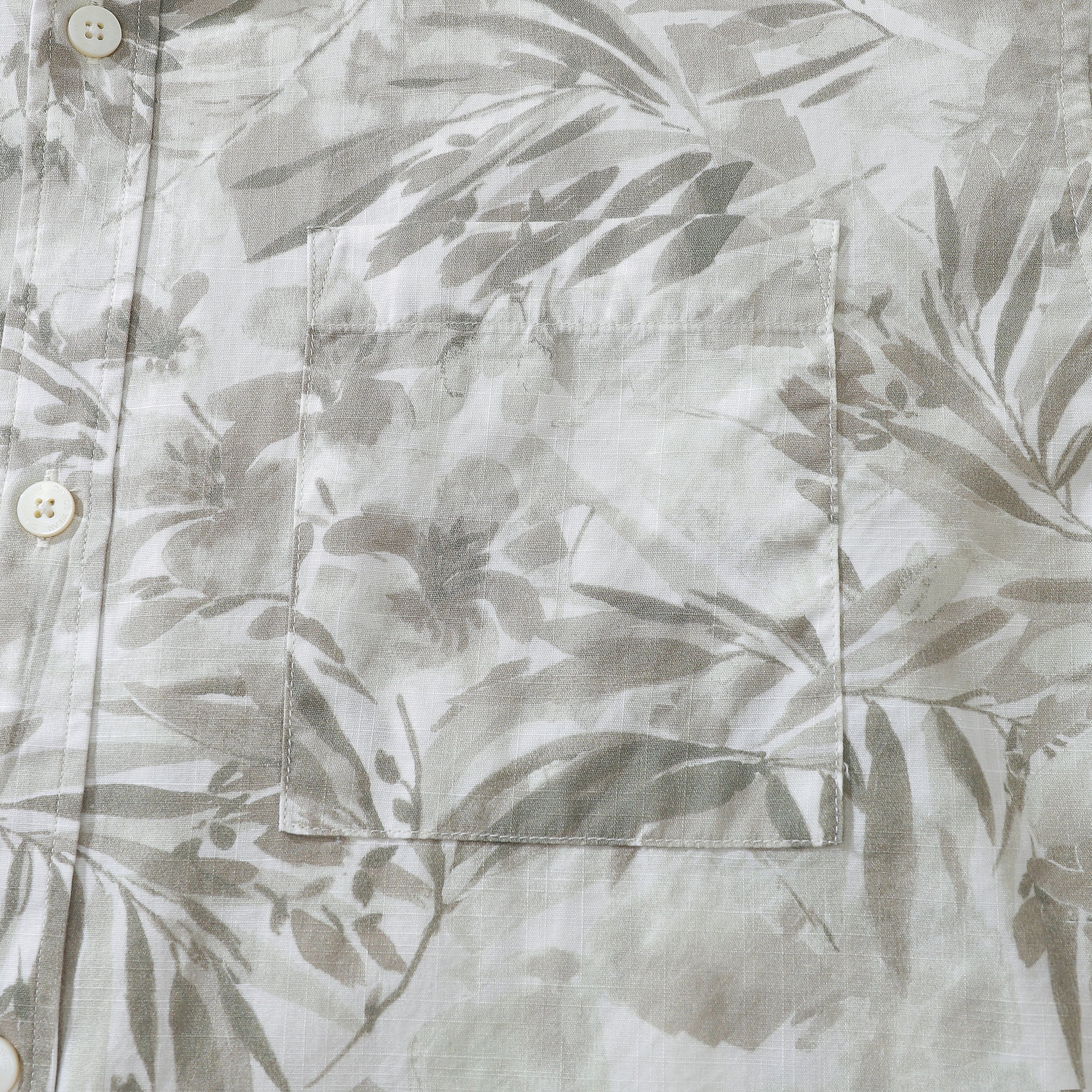 Hawaiian Shirt For Men Gray Tropical Plants Print Short Sleeve 1920s Vintage Shirts