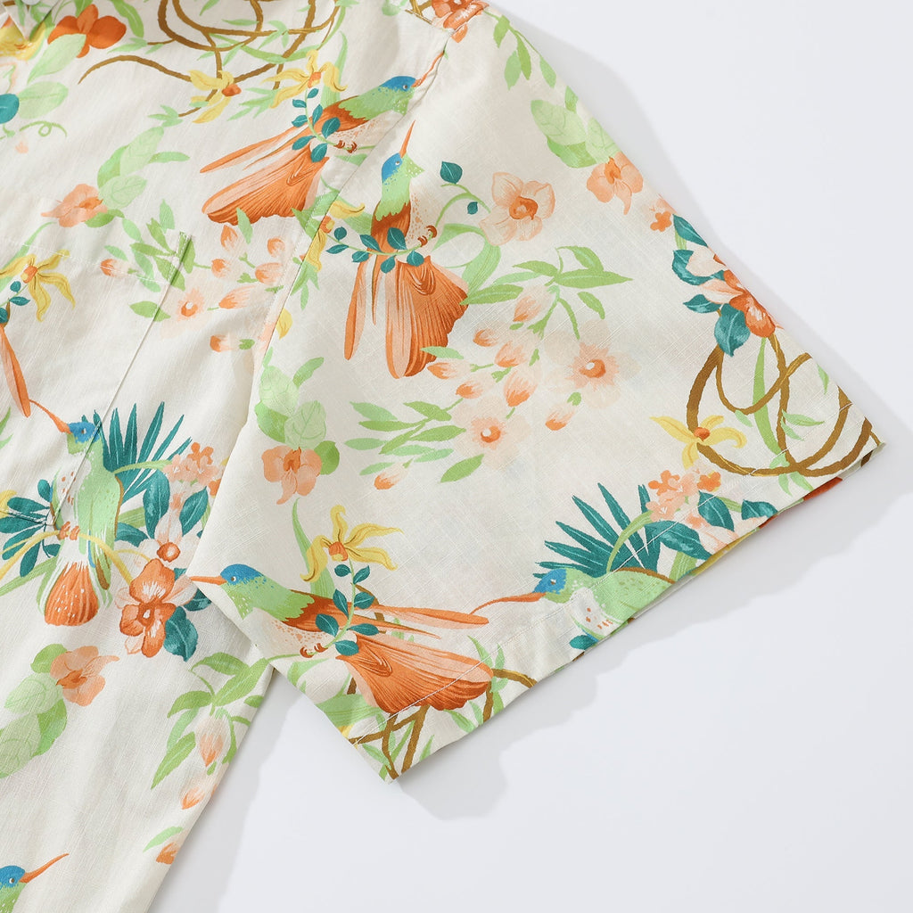 Men's Button Down Shirt Hummingbird Festival Cotton Aloha Shirt Hawaiian Shirt