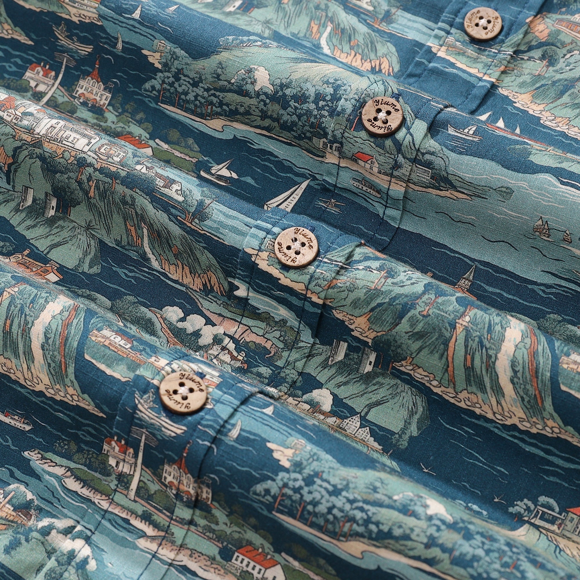 Men's Hawaiian Shirt Azure Dreams Print Cotton Button-down Short Sleeve Aloha Shirt