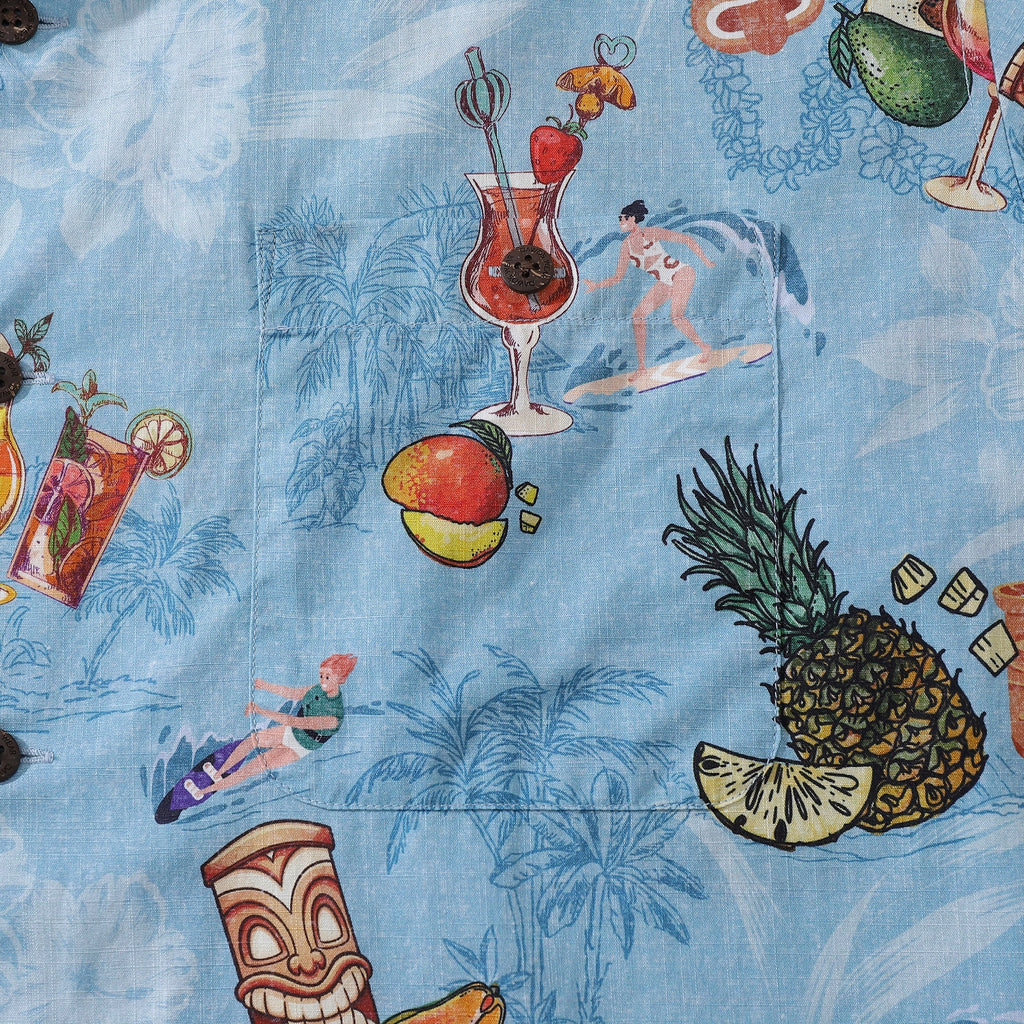 Hawaiian Shirts For Men Tiki Art Cocktail Party Tropical-Themed Print Shirt