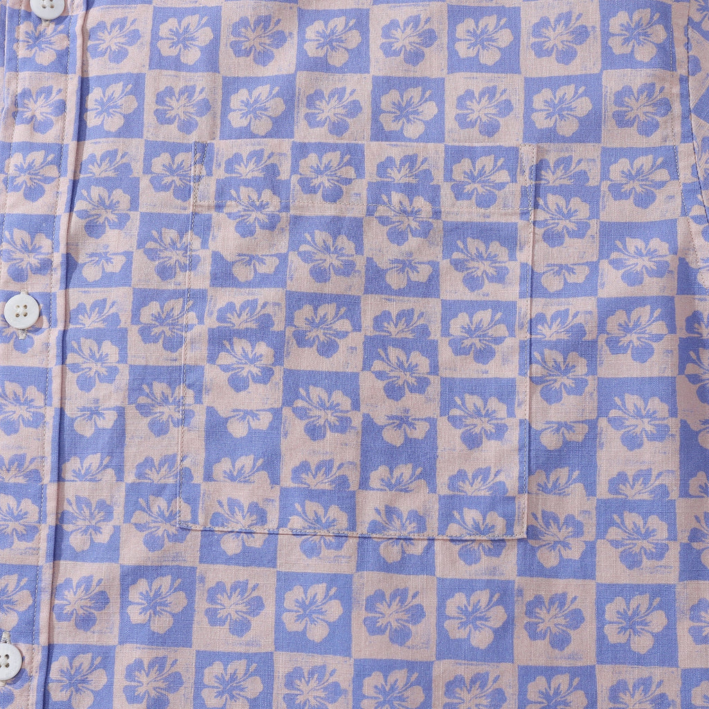 Hawaiian Shirts For Men Retro Hibiscus Print 100% Cotton Short Sleeve