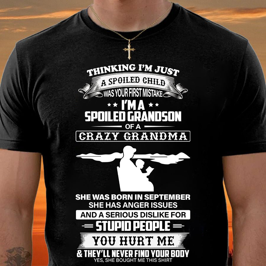 Spoiled by Grandma Shirt September Edition – From Grandma to Grandson NGHL09 (SKU-GMS2-09)