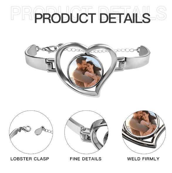 Custom Photo Heart Bracelet – Personalised Picture Bangle