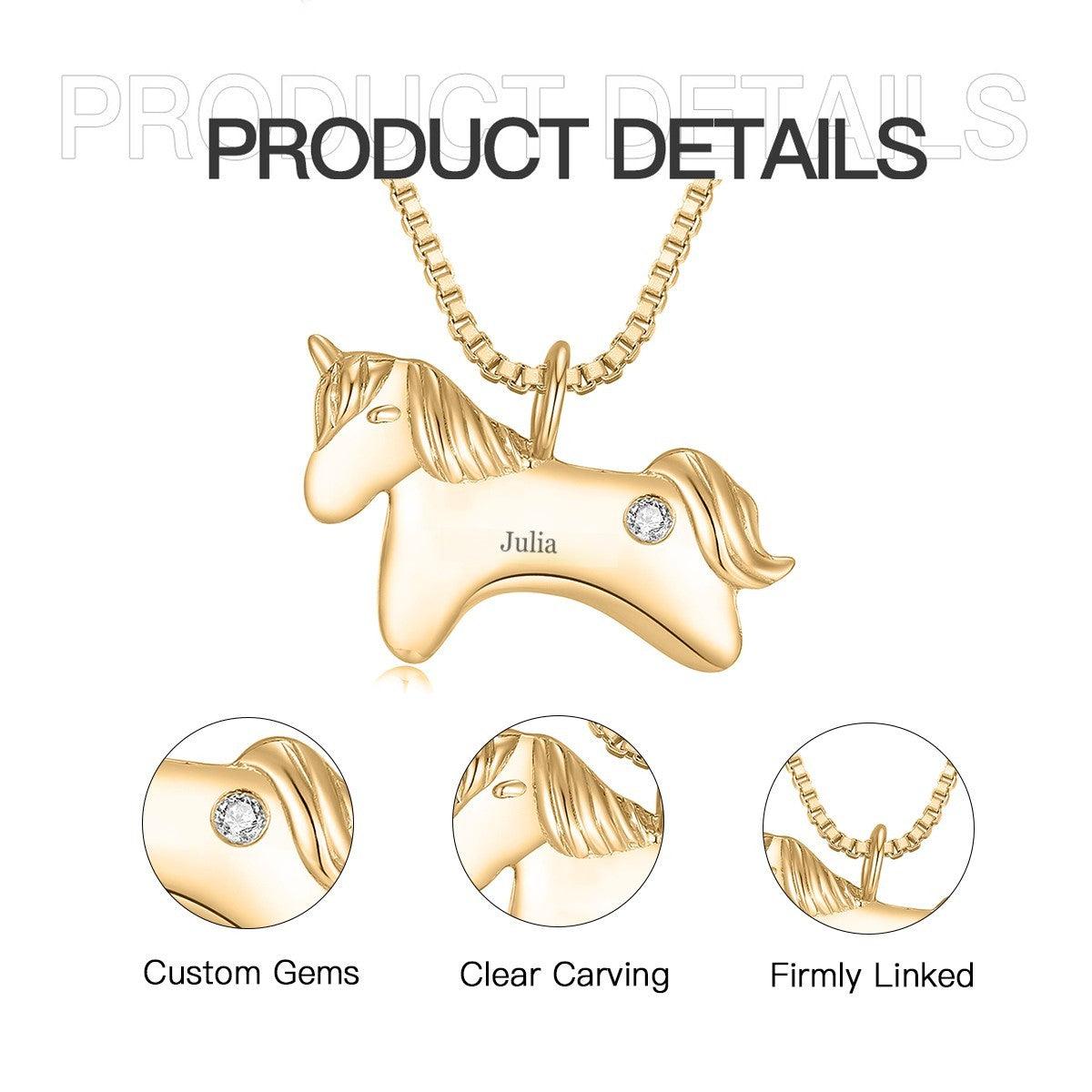 Personalized Unicorn Birthstone Necklace | Gift Box Included | Gold, Silver, Rose
