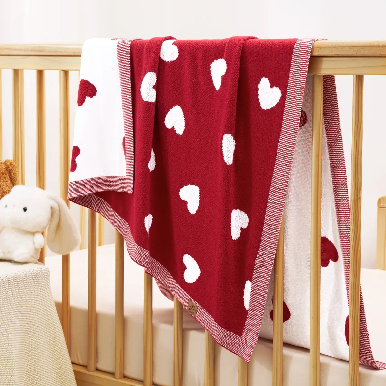 Valentine Heart Jacquard Baby Blanket