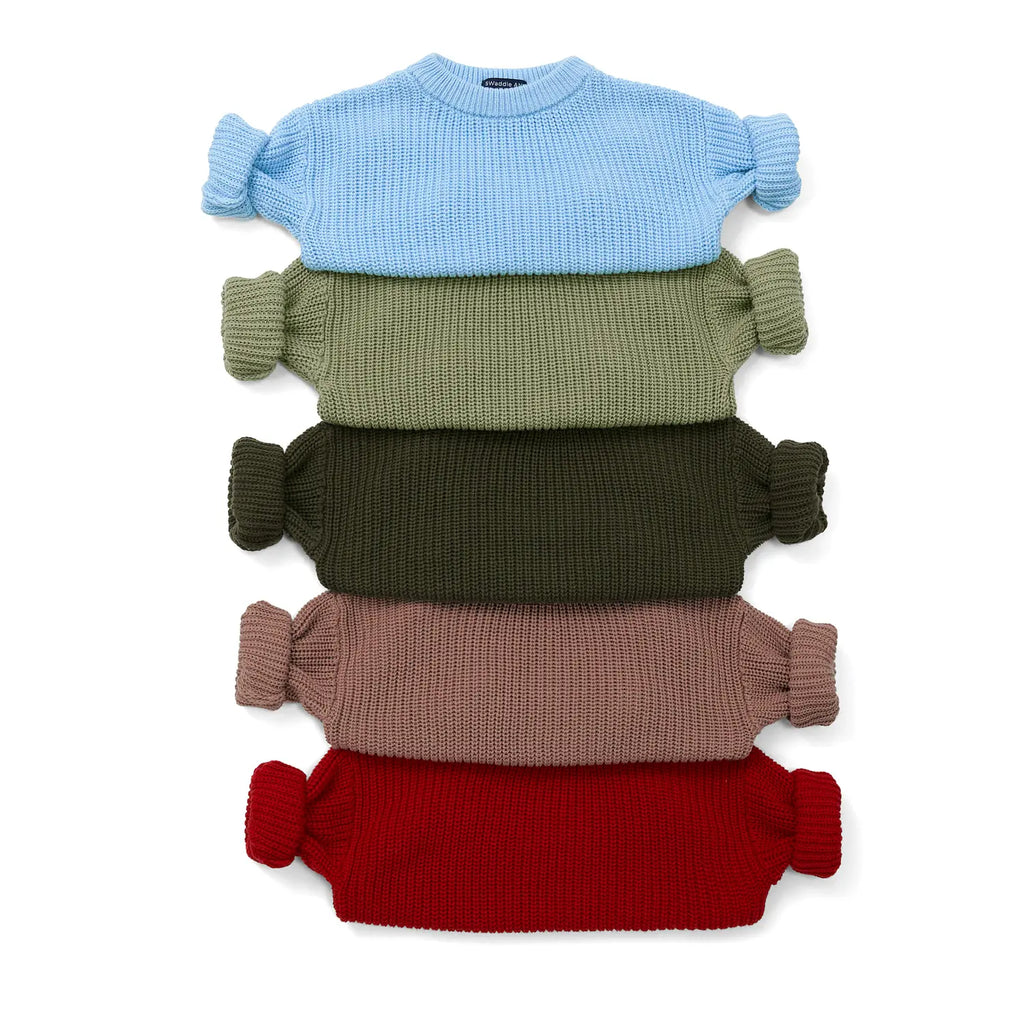 Classic Knit Baby Sweater in Red Xmas