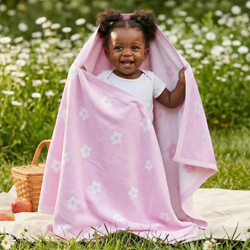 Daisy Jacquard Knit Baby Blanket