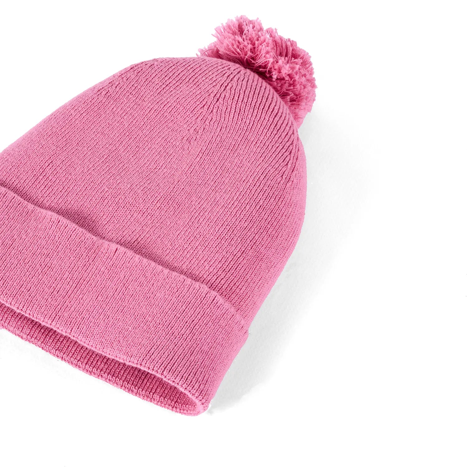 Knit Baby Pom Beanie in Rose Pink