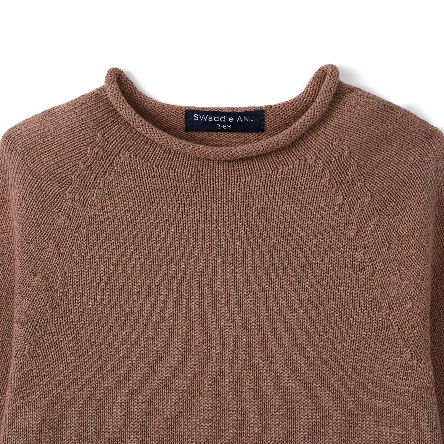 Knit Rollneck Baby Sweater in Mocha