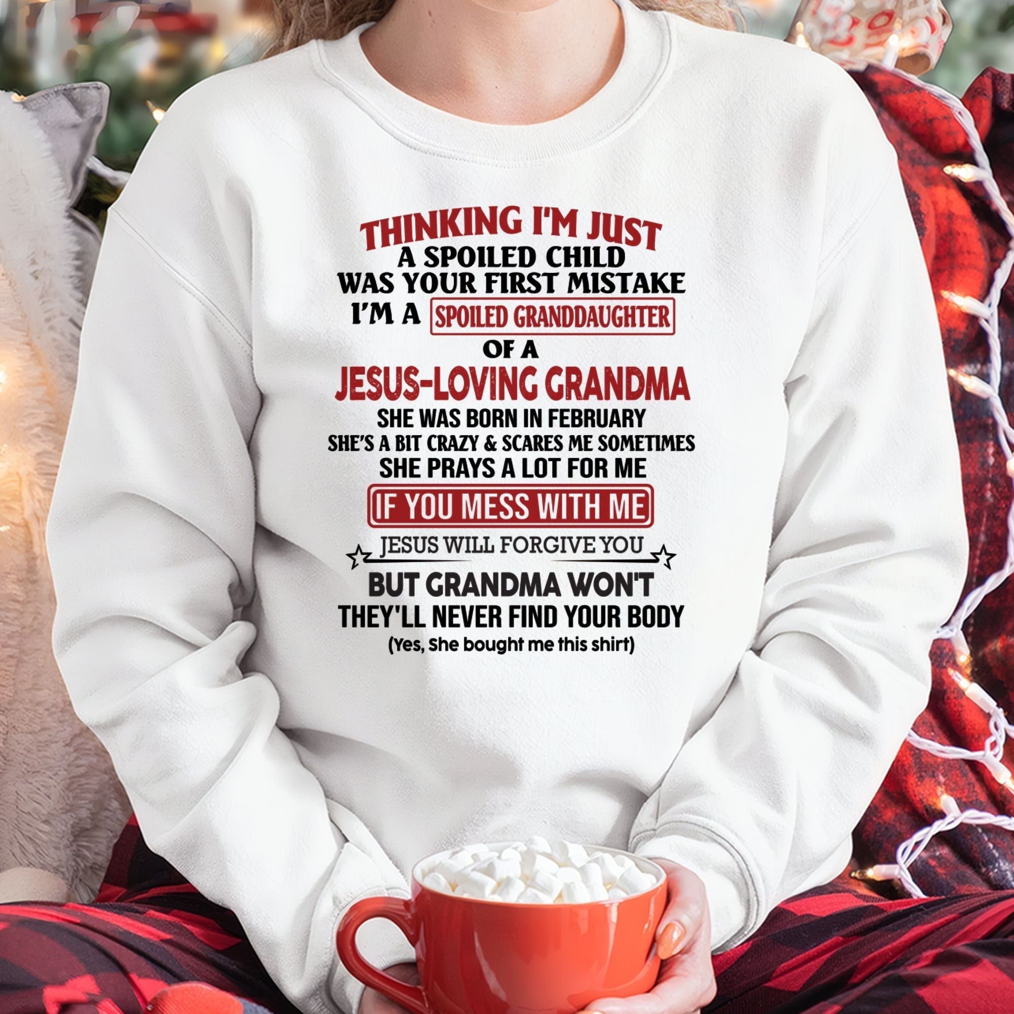 Christian Girl Shirt – Spoiled by Grandma February Edition – From Grandma to Granddaughter NGHL02 (SKU07-181-02)
