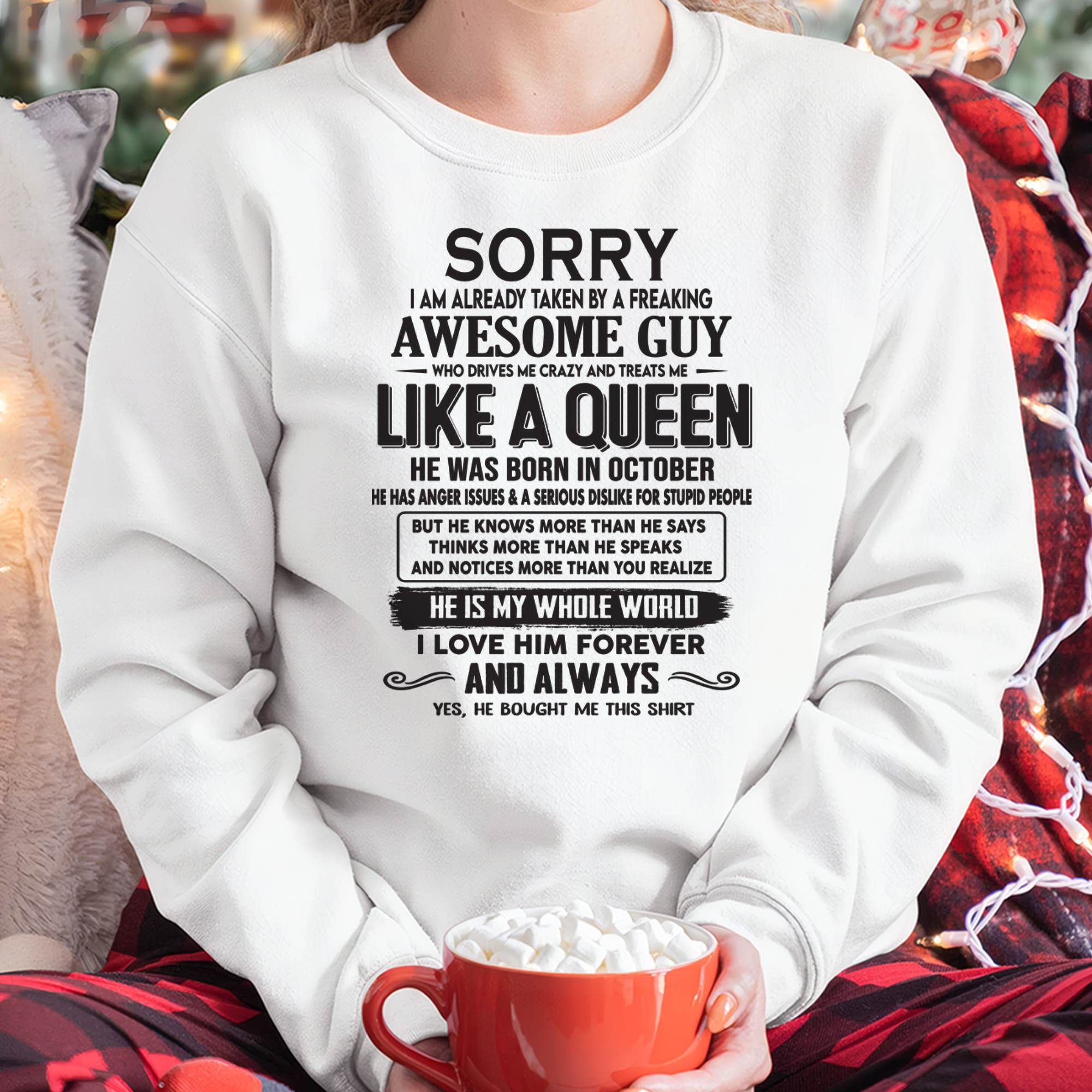 October - Sorry I am already taken by a freaking awesome guy - Gift for Wife From Husband - NGHL10 (SKU08-25-10)