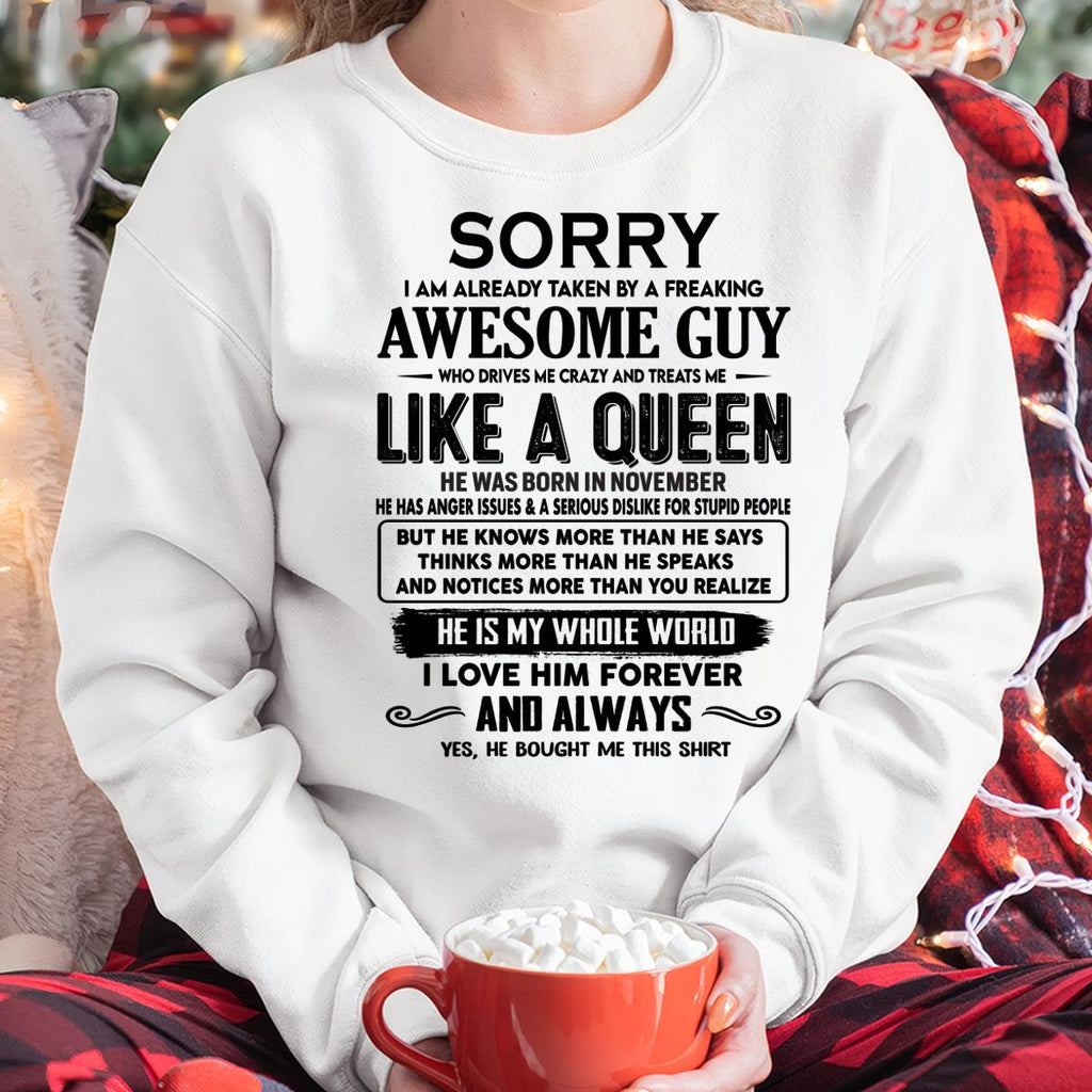 November - Sorry I am already taken by a freaking awesome guy - Gift for Wife From Husband - NGHL11 (SKU-SRG-11)