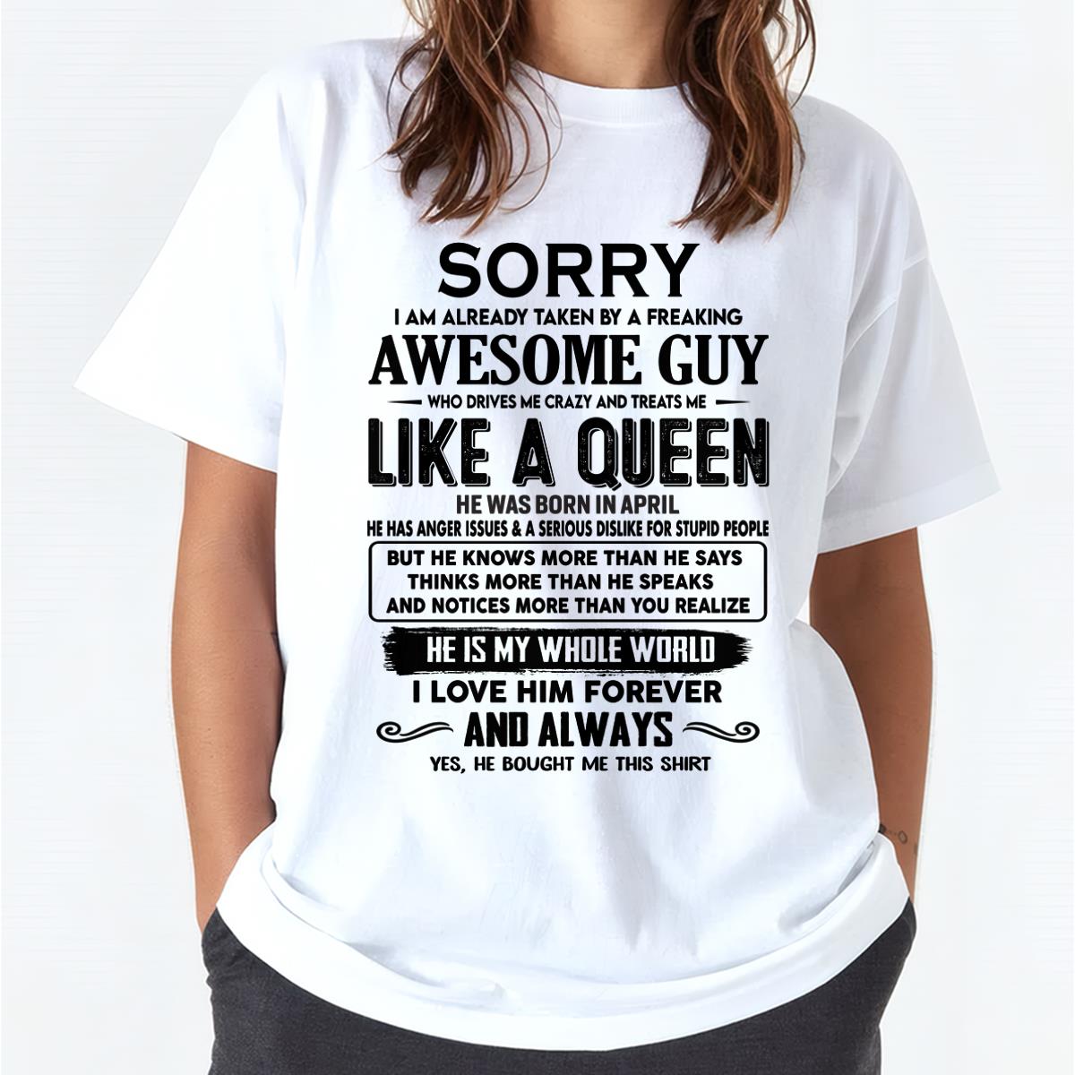 April - Sorry I am already taken by a freaking awesome guy - Gift for Wife From Husband - NGHL04 (SKU-SRG-04)