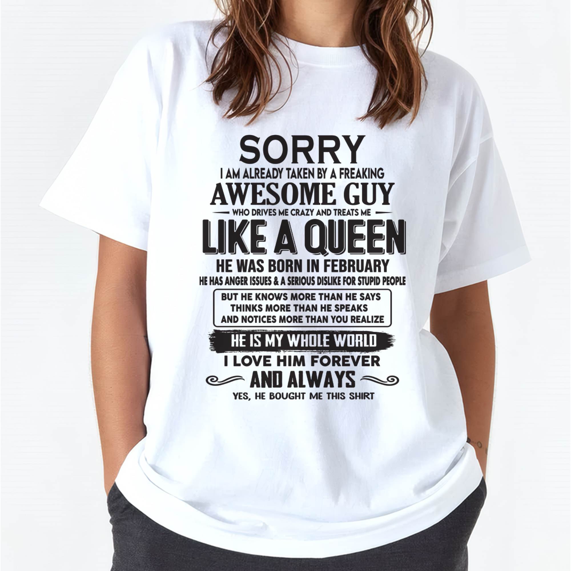 February - Sorry I am already taken by a freaking awesome guy - Gift for Wife From Husband - NGHL02 (SKU08-25-02)