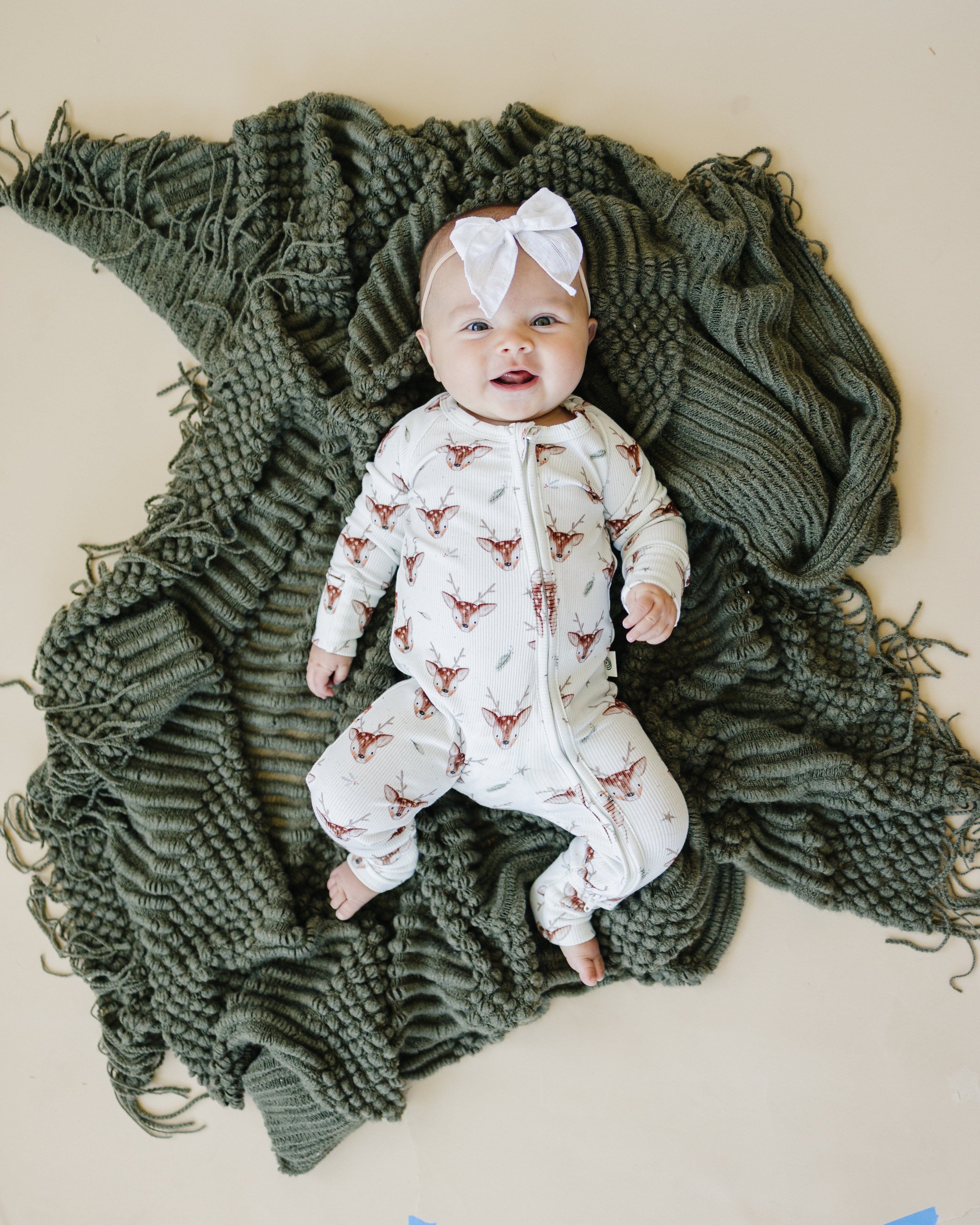 Reindeer Games Ribbed Bamboo Zippy Pajamas *NB to 3/6m left