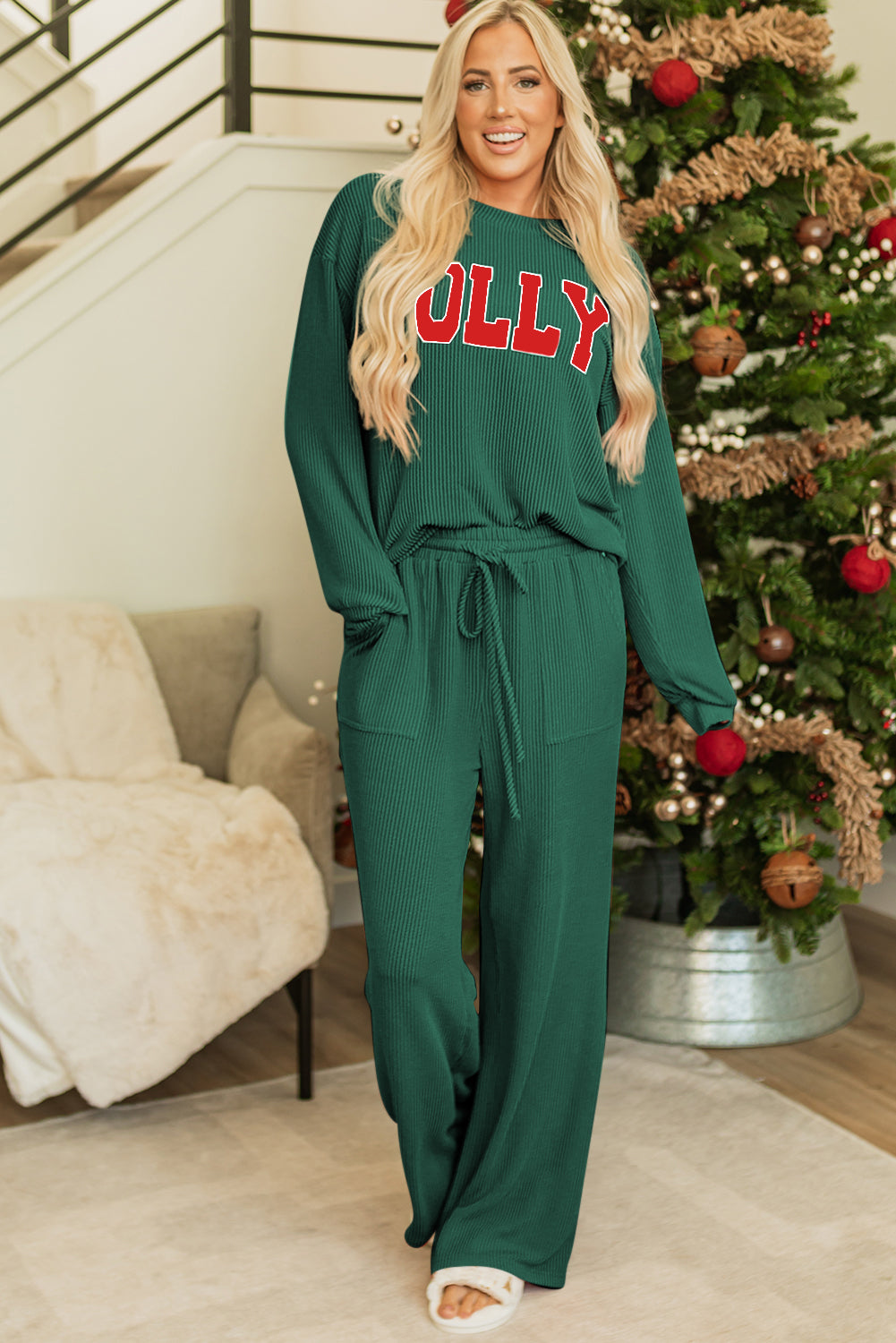 Ava Fiery Jolly Corded Long Sleeve Top