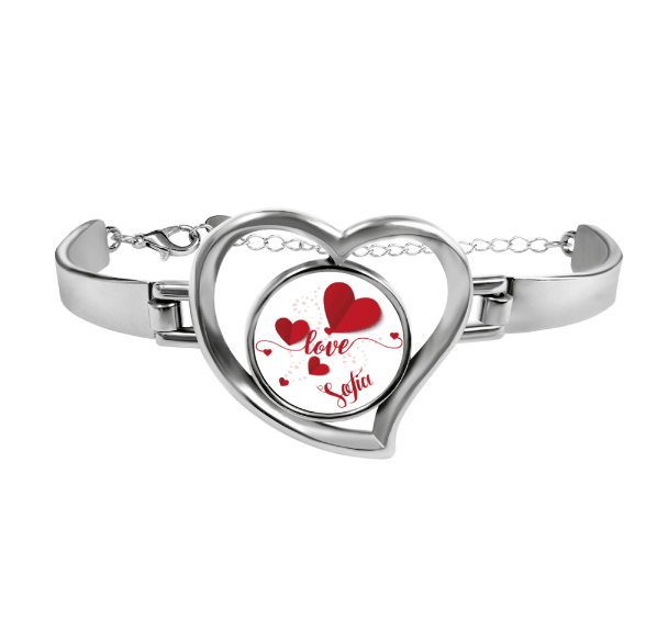 Personalised Heart Bracelet – Custom Name Love Bangle