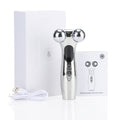 Silver Ergonomic EMS Microcurrent Facial Roller | Intelligent Pulse Face Slimming & Sculpting Device for Skin Tightening