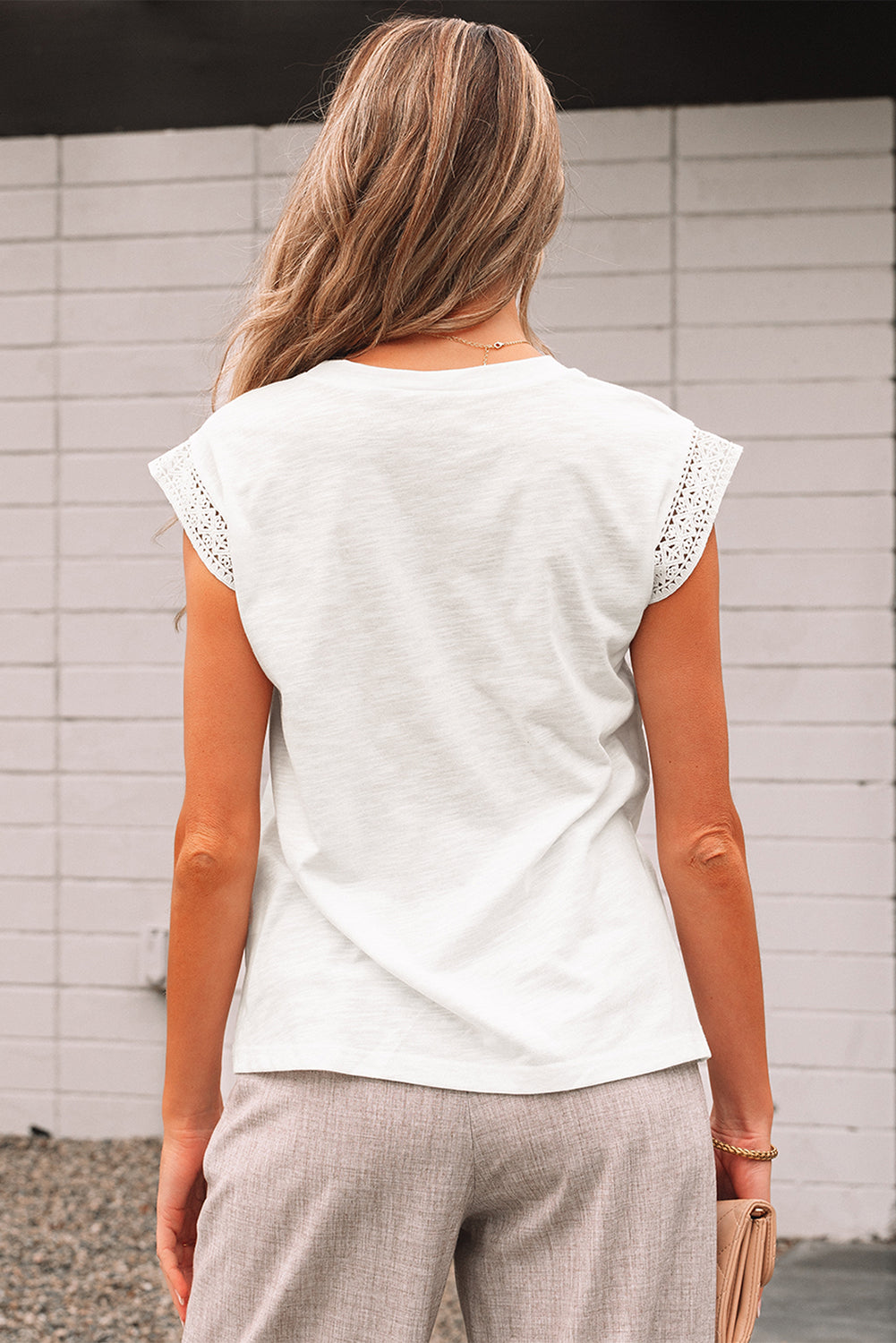 Ivy Lace Patchwork Cap Sleeve Round Neck Top