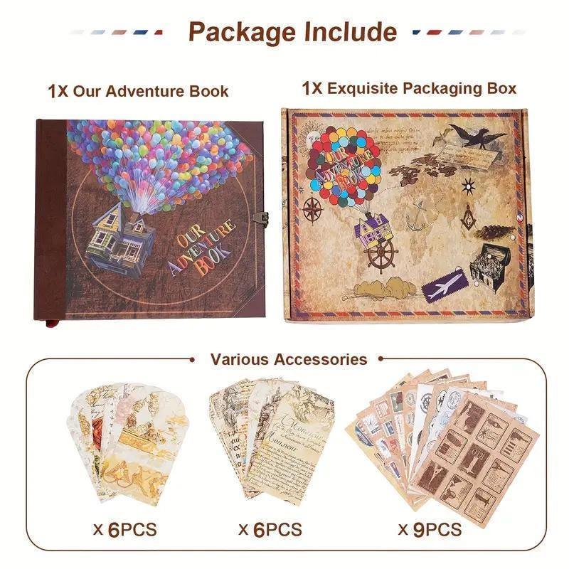 Our Adventure Book: Scrapbook Photo Album, Vintage Travel Theme, Keepsake Diary, Image Memory Journal