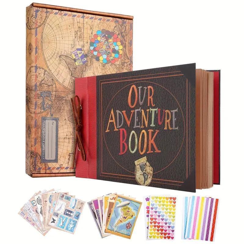 Our Adventure Book: Vintage Scrapbook with Stickers & Photos