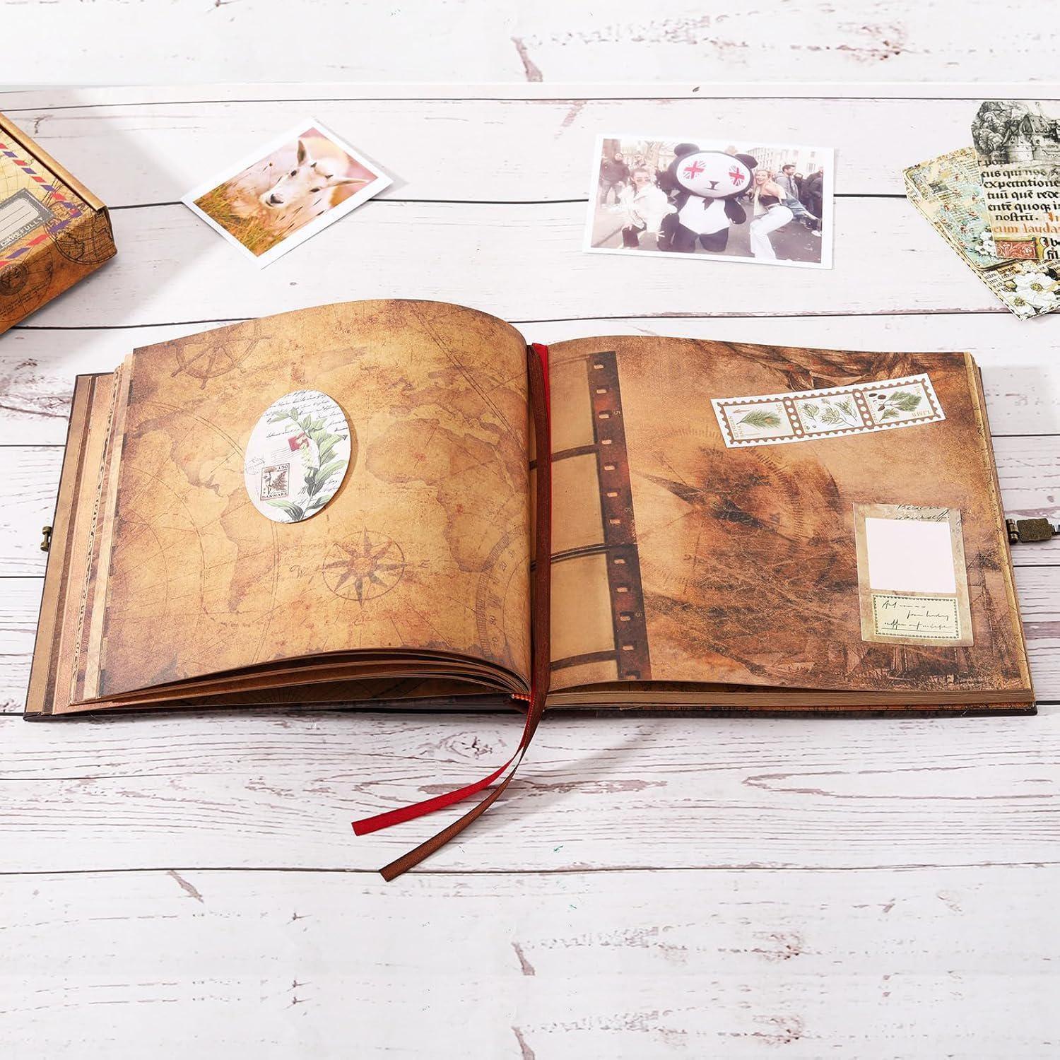 Our Adventure Book: Scrapbook Photo Album, Vintage Travel Theme, Keepsake Diary, Image Memory Journal